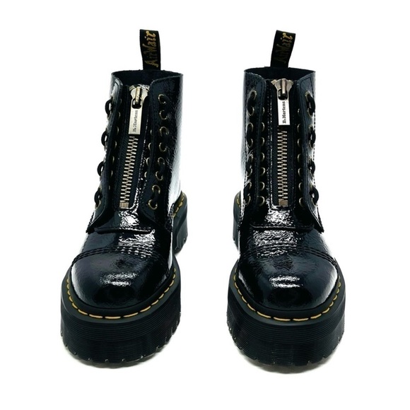 New Dr. Martens Sinclair Lamper Crinkled Black Patent Ankle Boots Size 5 (37) - Picture 3 of 11